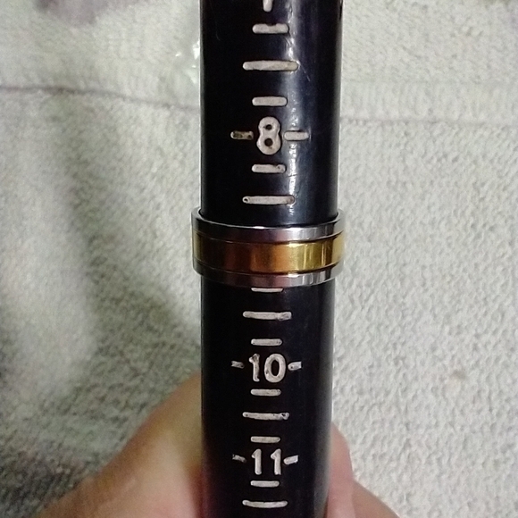 Two tone silvertone goldtone love ❣️ crystal ring 3 rings in total stainless st. - Picture 2 of 6